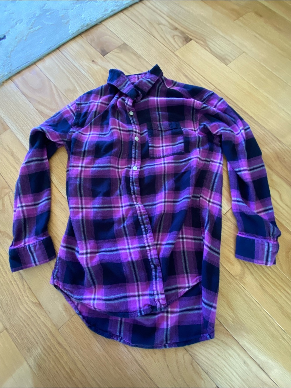 Old Navy Purple and Pink Plaid Button-Down Shirt